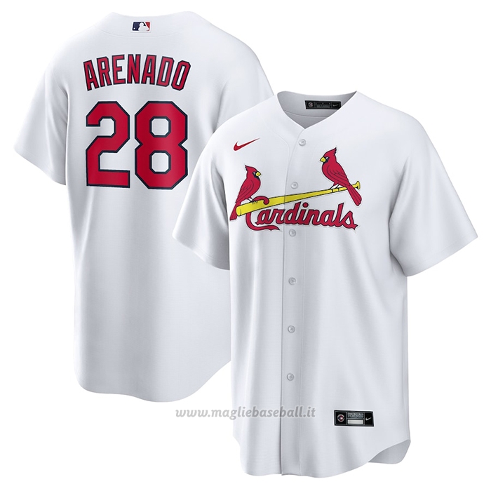 Maglia Baseball Uomo St. Louis Cardinals Nolan Arenado Primera Replica Bianco